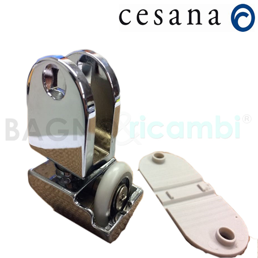 Immagine di Ricambio carrello completo di ruota cesana tecnoglass curvo 63590051001