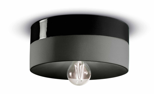 Immagine di Pi plafoniera d.25  ceiling lamp d.25nero carbone  carbon black  - 1 x max 77w e27 - ip20