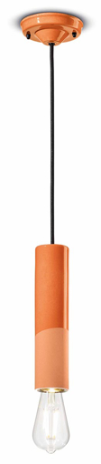 Immagine di Pi sospensione cilindro stretto  pendantarancio pesca  peach orange - 1 x max 77w e27 - ip20