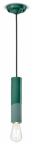 Immagine di Pi sospensione cilindro stretto  pendantverde bottiglia  bottle green - 1 x max 77w e27 - ip20