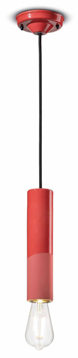 Immagine di Pi sospensione cilindro stretto  pendantrosso corallo  coral red  - 1 x max 77w e27 - ip20