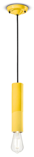 Immagine di Pi sospensione cilindro stretto  pendantgiallo limone  lemon yellow - 1 x max 77w e27 - ip20