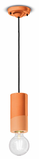 Immagine di Pi sospensione cilindro largo  pendantarancio pesca  peach orange - 1 x max 77w e27 - ip20