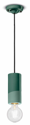 Immagine di Pi sospensione cilindro largo  pendantverde bottiglia  bottle green - 1 x max 77w e27 - ip20