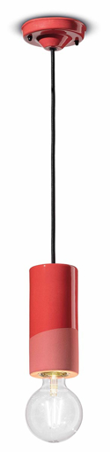 Immagine di Pi sospensione cilindro largo  pendantrosso corallo  coral red  - 1 x max 77w e27 - ip20