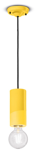 Immagine di Pi sospensione cilindro largo  pendantgiallo limone  lemon yellow - 1 x max 77w e27 - ip20