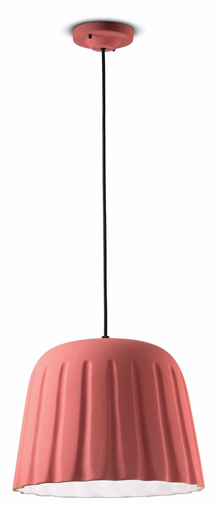 Immagine di Madame gres sospensione grande  large pendantrosa corallo  coral pink - 1 x max 53w e27 - ip20