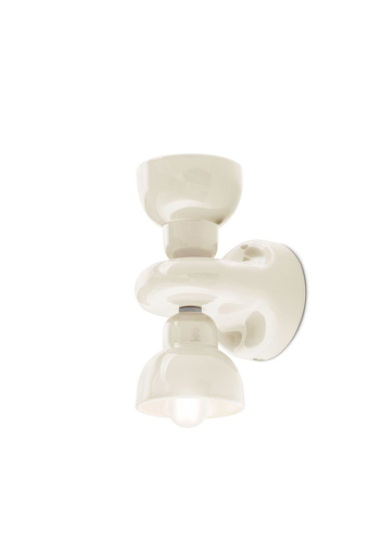 Immagine di Berimbau applique 2 luci  wall lampcrema  bone white - 2 x max 28w e14 - ip20