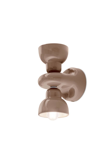 Immagine di Berimbau applique 2 luci  wall lampmarrone moka  moka - 2 x max 28w e14 - ip20