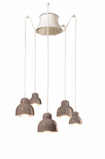 Immagine di Berimbau sospensione 5 luci   5 - lights pendantmarrone moka  moka - 3 x max 53w e27 - 2 x max 28w e14 - ip20