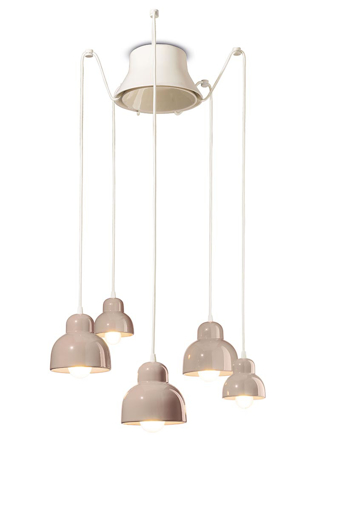 Immagine di Berimbau sospensione 5 luci   5 - lights pendantgrigio sabbia  sand grey - 3 x max 53w e27 - 2 x max 28w e14 - ip20