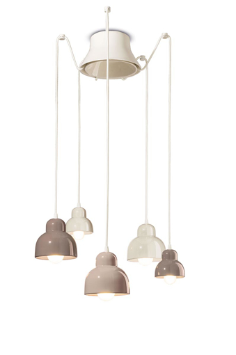 Immagine di Berimbau sospensione 5 luci  -  mix tenue  5 - lights pendant mix 3 x max 53w e27  -  2 x max 28w e14 - ip20