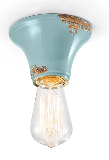 Immagine di Vintage plafoniera  ceiling lampvintage azzurro  vintage light blue - 1 x max 77w e27 - ip20