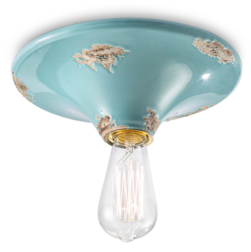 Immagine di Vintage plafoniera  ceiling lampvintage azzurro  vintage light blue - 1 x max 77w e27 - ip20