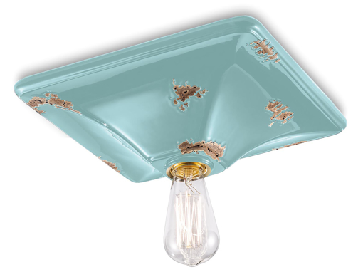 Immagine di Vintage plafoniera  ceiling lampvintage azzurro  vintage light blue - 1 x max 77w e27 - ip20