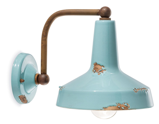 Immagine di Vintage applique  wall lampvintage azzurro  vintage light blue - 1 x max 53w e27 - ip20