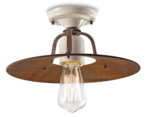 Immagine di Grunge plafoniera anticata d.30  ceiling lamp d.30craquele'  craquele' - 1 x max 77w e27 - ip20