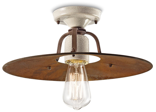 Immagine di Grunge plafoniera anticata d.40  ceiling lamp d.40craquele'  craquele' - 1 x max 77w e27 - ip20