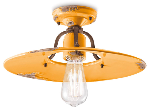 Immagine di Country plafoniera d.40  ceiling lamp d.40vintage giallo  vintage yellow - 1 x max 77w e27 - ip20