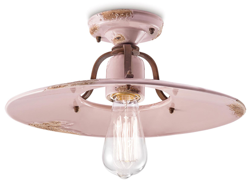 Immagine di Country plafoniera d.40  ceiling lamp d.40vintage cipria   vintage pink  - 1 x max 77w e27 - ip20