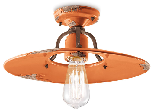 Immagine di Country plafoniera d.40  ceiling lamp d.40vintage arancio  vintage orange - 1 x max 77w e27 - ip20