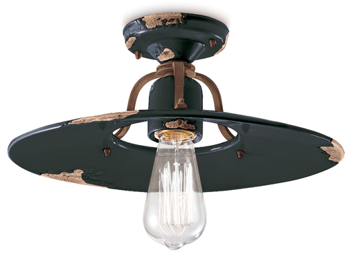 Immagine di Country plafoniera d.40  ceiling lamp d.40vintage nero  vintage black - 1 x max 77w e27 - ip20