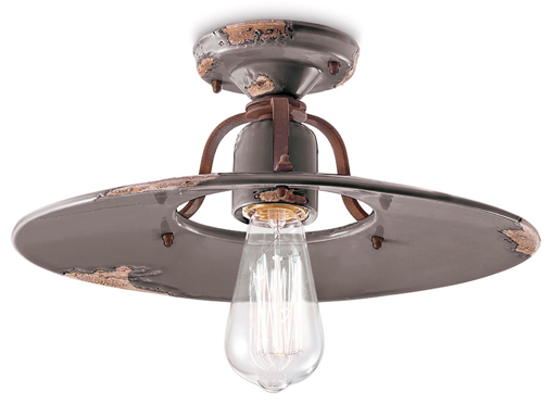 Immagine di Country plafoniera d.40  ceiling lamp d.40vintage tortora  vintage dove gray - 1 x max 77w e27 - ip20