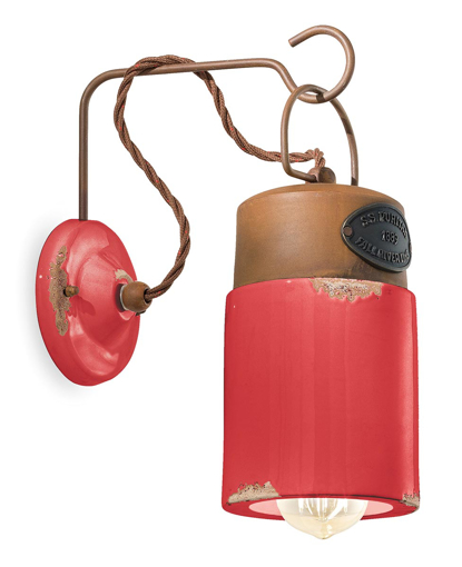 Immagine di Industrial applique  wall lampvintage rosso  vintage red - 1 x max 30w e27 - ip20