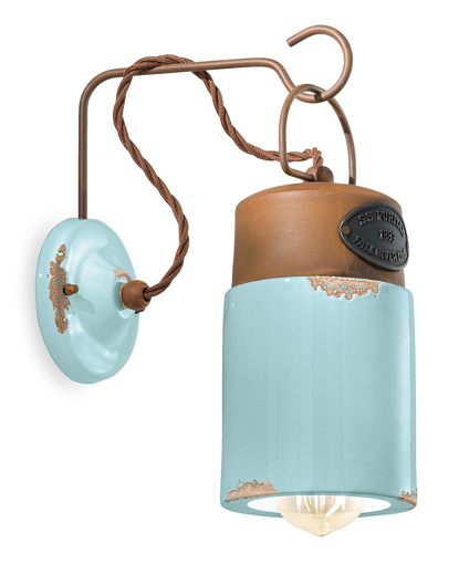 Immagine di Industrial applique  wall lampvintage azzurro  vintage light blue - 1 x max 30w e27 - ip20