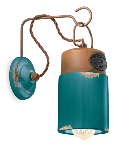 Immagine di Industrial applique  wall lampvintage verde  vintage green oil - 1 x max 30w e27 - ip20