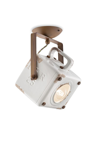 Immagine di Industrial plafoniera   ceiling lamp vintage bianco  vintage white - 1 x max 53w e27 - ip20