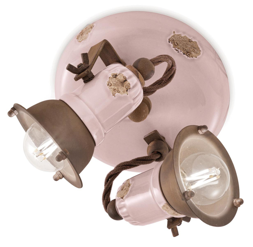 Immagine di Loft plafoniera 2 luci   ceiling lamp vintage cipria   vintage pink  - 2 x max 46w e14 - ip20