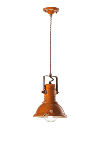 Immagine di Industrial sospensione d.23  pendant d.23vintage arancio  vintage orange - 1 x max 53w e27 - ip20