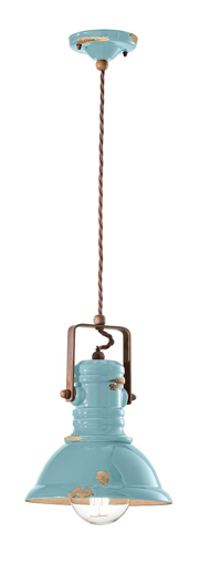 Immagine di Industrial sospensione d.23  pendant d.23vintage azzurro  vintage light blue - 1 x max 53w e27 - ip20