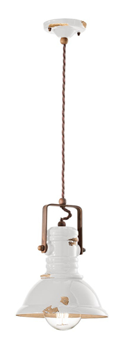 Immagine di Industrial sospensione d.23  pendant d.23vintage bianco  vintage white - 1 x max 53w e27 - ip20