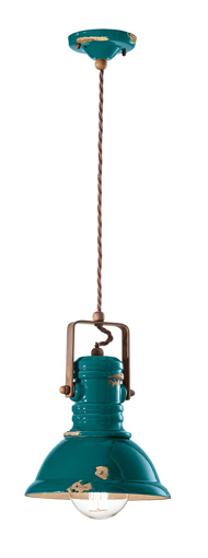 Immagine di Industrial sospensione d.23  pendant d.23vintage verde  vintage green oil - 1 x max 53w e27 - ip20