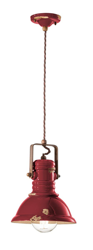 Immagine di Industrial sospensione d.23  pendant d.23vintage bordeaux  vintage bordeaux - 1 x max 53w e27 - ip20