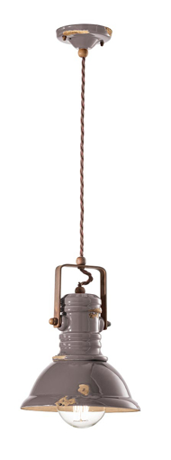 Immagine di Industrial sospensione d.23  pendant d.23vintage tortora  vintage dove gray - 1 x max 53w e27 - ip20