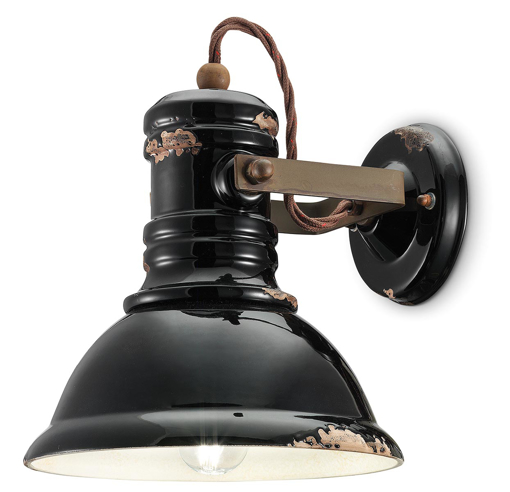 Immagine di Industrial applique  wall lamp vintage nero  vintage black - 1 x max 53w e27 - ip20