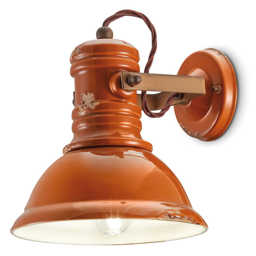 Immagine di Industrial applique  wall lamp vintage arancio  vintage orange - 1 x max 53w e27 - ip20