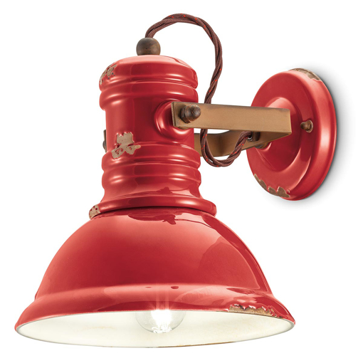 Immagine di Industrial applique  wall lamp vintage rosso  vintage red - 1 x max 53w e27 - ip20