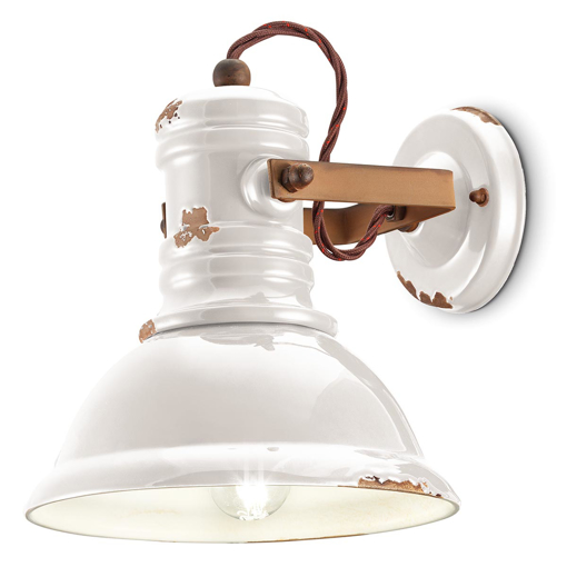 Immagine di Industrial applique  wall lamp vintage bianco  vintage white - 1 x max 53w e27 - ip20