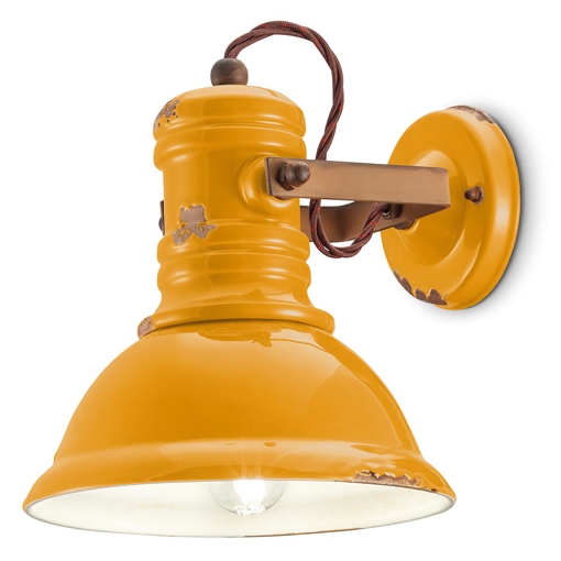 Immagine di Industrial applique  wall lamp vintage giallo  vintage yellow - 1 x max 53w e27 - ip20