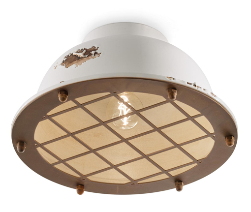 Immagine di Industrial plafoniera   ceiling lampvintage bianco  vintage white - 1 x max 105w e27 - ip20