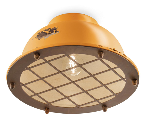 Immagine di Industrial plafoniera   ceiling lampvintage giallo  vintage yellow - 1 x max 105w e27 - ip20