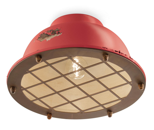 Immagine di Industrial plafoniera   ceiling lampvintage rosso  vintage red - 1 x max 105w e27 - ip20