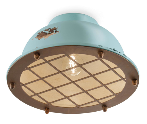 Immagine di Industrial plafoniera   ceiling lampvintage azzurro  vintage light blue - 1 x max 105w e27 - ip20