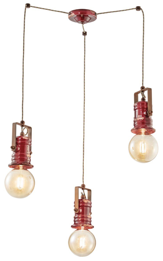 Immagine di Urban sospensione a 3 luci  3 - lights pendantvintage bordeaux  vintage bordeaux - 3 x max 53w e27 - ip20