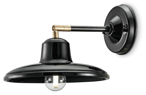 Immagine di B&w applique  wall lamp d.23smalto nero  glazed black - 1 x max 46w e14 - ip20