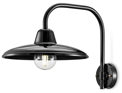 Immagine di B&w applique  wall lamp d.35smalto nero  glazed black - 1 x max 77w e27 - ip20